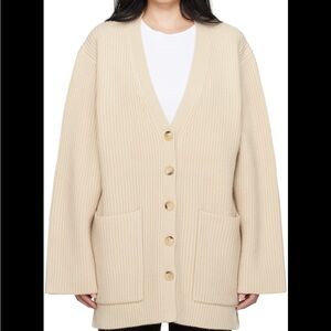 Totême Oversized Rib Cardigan – Organic Cotton Blend – XS runs like m